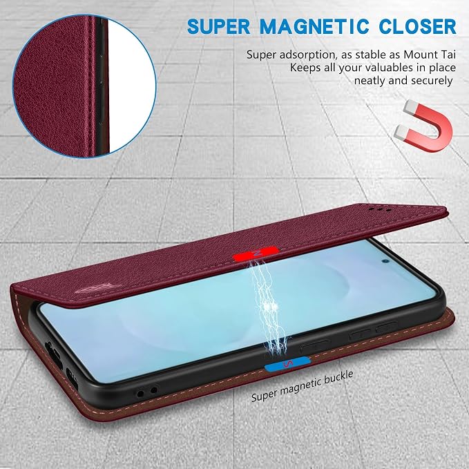 ZZXX for Samsung Galaxy S25 Wallet Case with [RFID Blocking] Card Slot Stand Strong Magnetic Leather Flip Fold Protective Phone Case for Samsung Galaxy S25 Case Wallet(Black-6.2 inch)