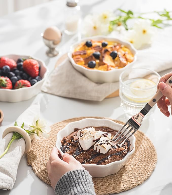 Mini Baking Dish Set, 12 oz Ramekins for Oven, Small Casserole Dishes, Individual Ceramic Baking Dishes for Creme Brulee, Pot Pie, Dessert & Lasagna, Oven Safe, Set of 6