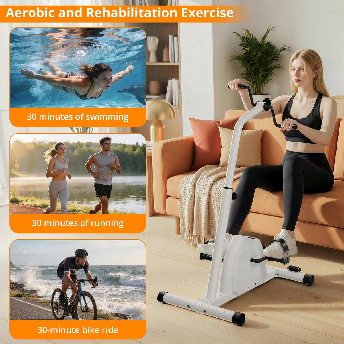 Padel Exerciser Mini Exercise Bike for Leg and Arm Cycling, Warm Up Exercise (Gray)