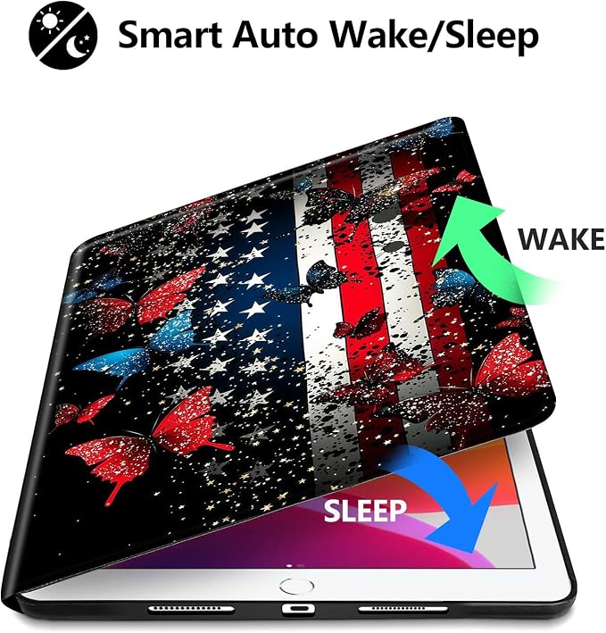 for iPad Air 13 Inch Case (M3/M2-2025/2024 Release) Slim iPad 13 Protective Case with Stand Hard Back Shell for iPad Air 13 Auto Wake/Sleep 1776 American Flag with Bullets