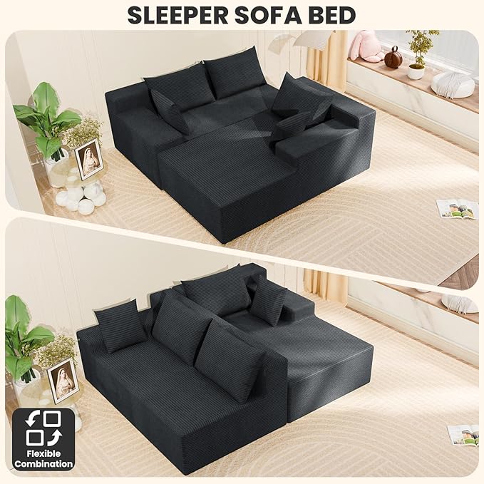 LEVELEVE 107" Cloud Sectional Couch with Deep Seat，Modern Modular Sofa with L-Shape Chaise，No Assembly Required, Upholstered Couches for Living Room Bedroom(Dark Gery,Right Facing Chaise)
