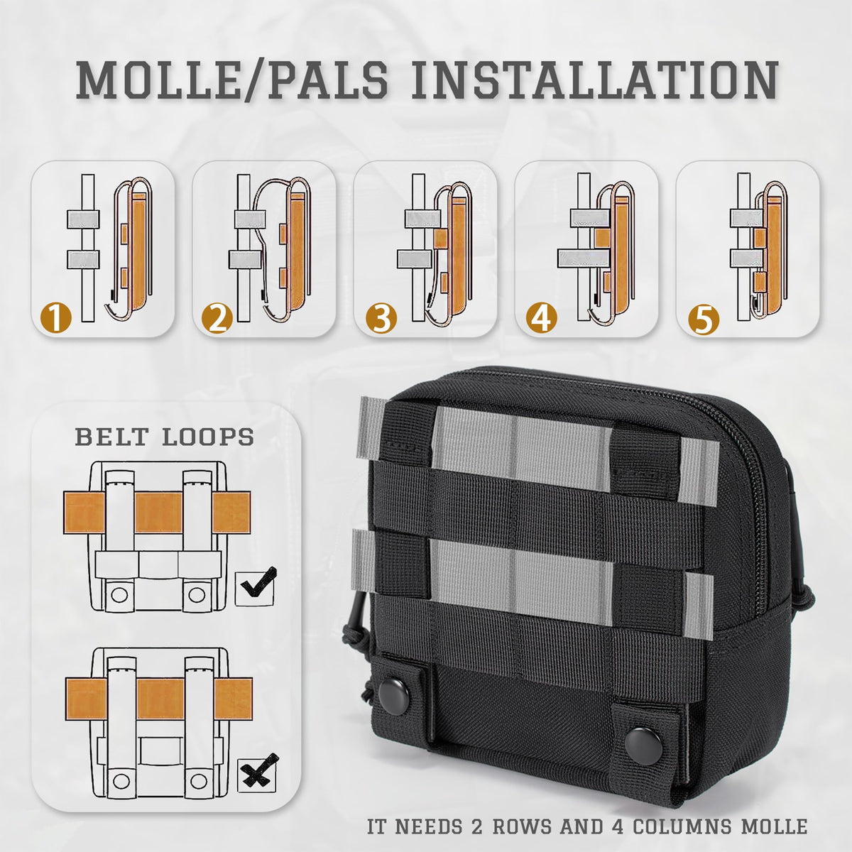CLTAC Tactical Utility Admin Pouch Compact Molle Pouch EDC Tool Bag Versatile Organized Modular Pouches Include US Flag Patch & D-Ring