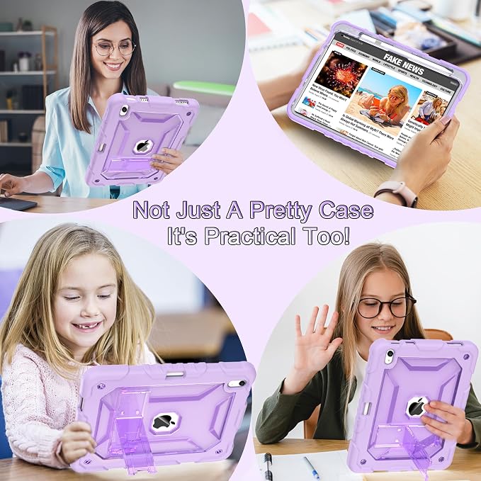 TIMISM Case for iPad 10th Generation 2022 iPad (A16) 11 Inch 2025 with Pencil Holder &amp Kickstand Translucent Hard PC Back Cover Heavy Duty Shockproof Protective Case for iPad 11/10 Clear Blue