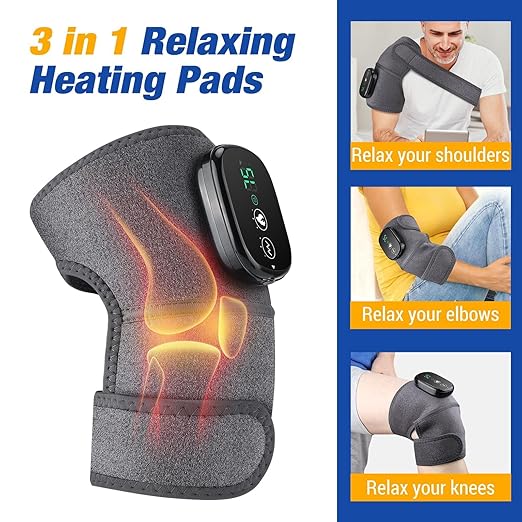 NORTHERN BROTHERS Heated Knee Massager - Knee Massager with 3 Vibration Modes and 3 Heat Levels, Gifts for Women Men, Cordless Portable, Travel and Workout Relaxing