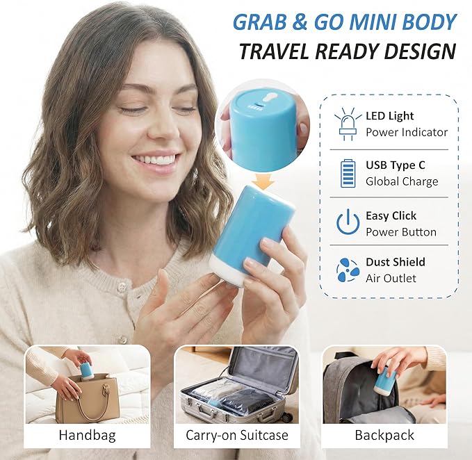 Cozy Essential Travel Vacuum Storage Bags with Rechargeable Cordless USB Pump, Space Saver Bags for Luggage, Suitcase, Carry-On, for Clothes, Blankets, Bedding & Seasonal Storage,10 Combo
