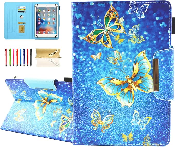Dteck Universal Case (7.9 to 8.4) - Fold Stand Protective Flip Case for Apple iPad mini/Samsung Galaxy Tab 8.0 8.4 /Lenovo Tab 8 /onn. 100003561 8 Tablet Pro/Android Tablet 8 Inch (Blue Pink)