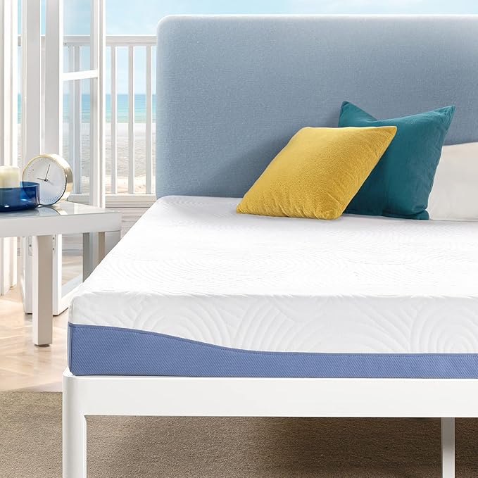 Mellow 6 Inch Cooling Gel-Infused Memory Foam Bed Mattress, Medium Firm Sleep and Breathable Fabric Cover, Full , Mattress In A Box