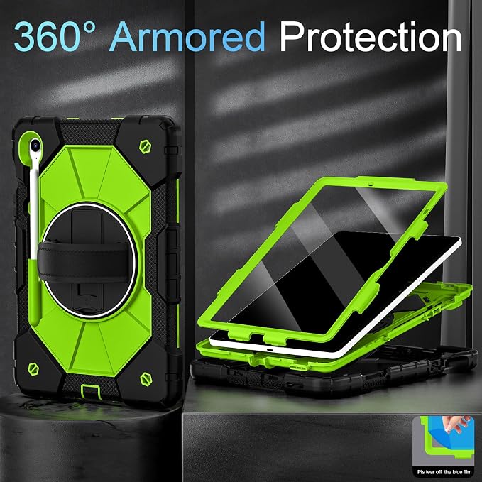 Case for Samsung Galaxy Tab S10 Lite/S10 FE/S9 FE /S9 Tablet Case 10.9/11 Inch with Rotate Stand &amp Hand Strap Screen Protector Pen Holder for Galaxy Tab S10 FE Cases Black
