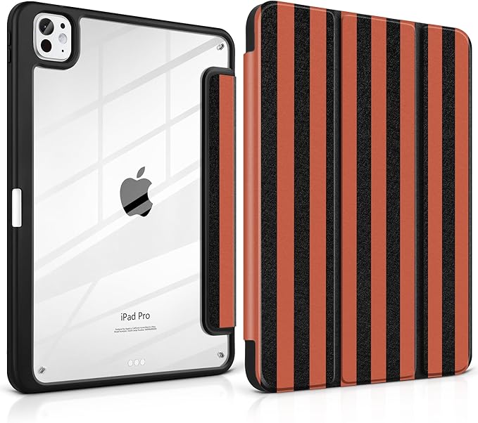 DONGKE for iPad Pro 11-Inch Case (M5 2025 / M4 2024) 6th/5th Generation [Auto Sleep/Wake &amp Pencil Pro Holder] Clear Acrylic Back Smart Trifold Stand Cover Bear &amp Cherry