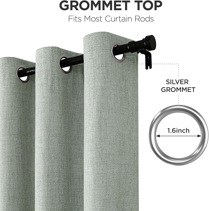 Joydeco Blackout Curtains 84 Inches Long 2 Panels Burg, Room Darkening Curtains for Bedroom, 100% Black Out Textured Thermal Drapes Privacy Protection 2 Panels Set(W52 x L84 Inch, Sage Green)