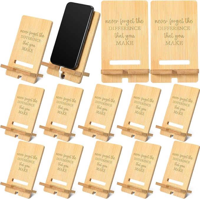 Ripeng 30 Pcs Employee Appreciation Gifts Bulk Bamboo Phone Stand for Desk Office Workers Inspiration Thank You Gift for Team Coworkers Staff Volunteer Nurse Teacher Colleagues Gratitude (Inspiration)