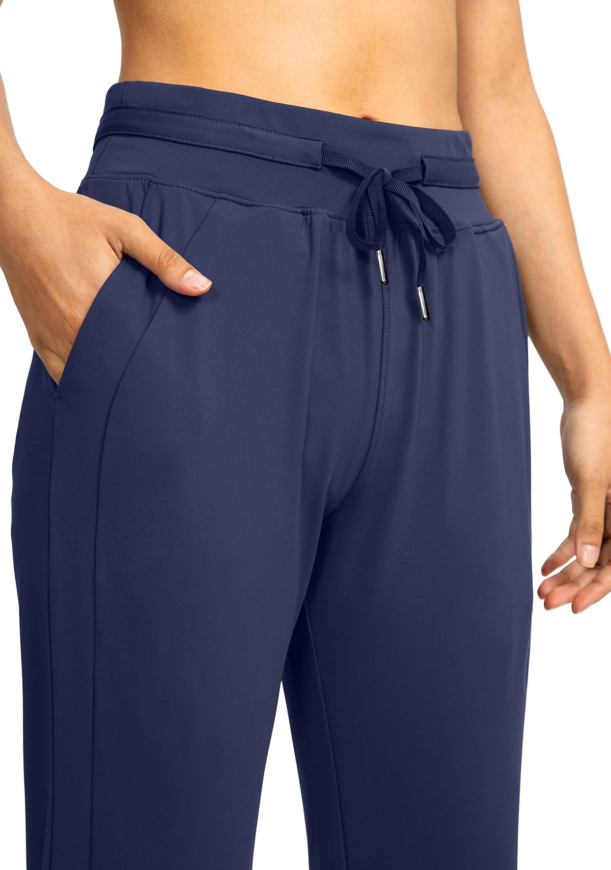 G Gradual Women's Joggers Pants with Zipper Pockets High Waisted Athletic Tapered Sweatpants for Women Workout Lounge (Navy, Medium)