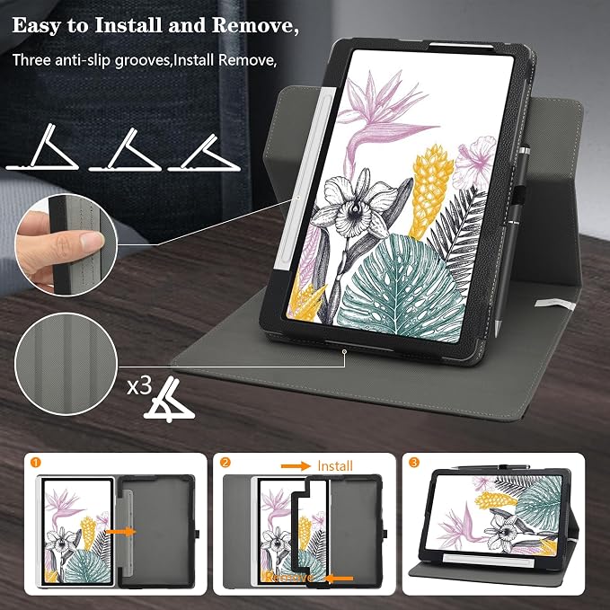 MAMA MOUTH for XPPen Magic Note Pad Case360 Degree Rotary Stand with Creative Cover for XPPen Magic Note Pad 10.95 Tablet caseBlack