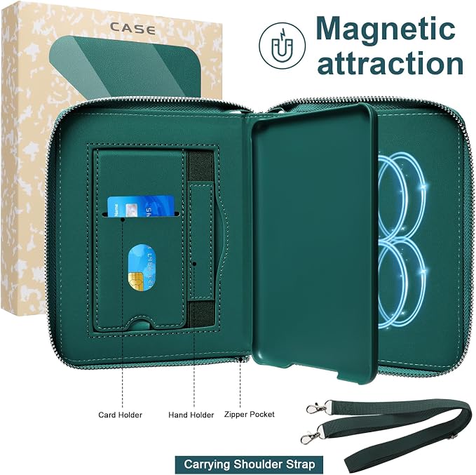 E NET-CASE Case for Kindle Paperwhite 12th Gen 2024 (7) &amp Kindle Colorsoft 2024/2025 (7)- Folder Design Business Handheld Design Cover with Zipper &amp Pen Holder (Black)
