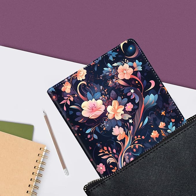 Vintage Floral Astronaut iPad 9th Gen Case - 10.2 Inch Standing Cover with Auto Sleep/Wake