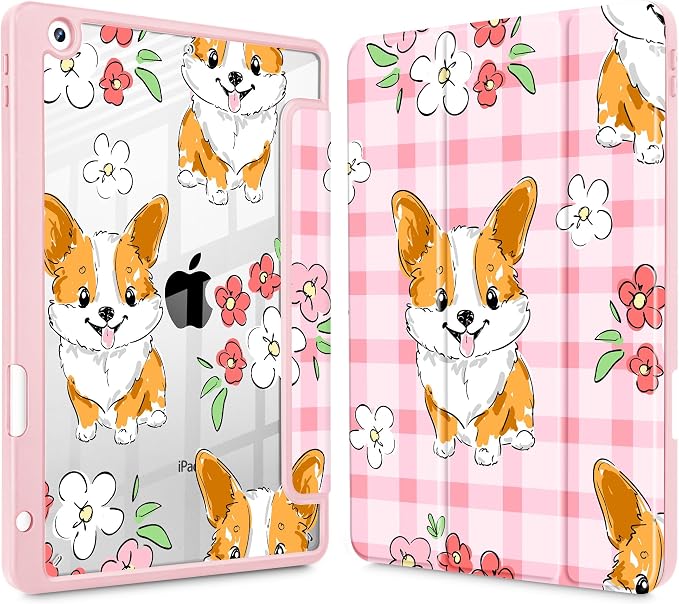 May Chen for iPad 9th Generation with Pencil Holder iPad 8th/7th Gen Case 10.2-inch [Penceil Holder] Trifold Stand Auto Wake/Sleep Clear TPU Protection Back Cover Ballet Shoes