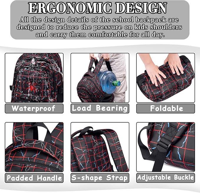 Kids Backpack for School With Lunch Box Boys Backpacks for Elementary Kindergarten Preschool Mochila Para Niños 6-8 10-12 4 5 6 7 8 9 10 11 12