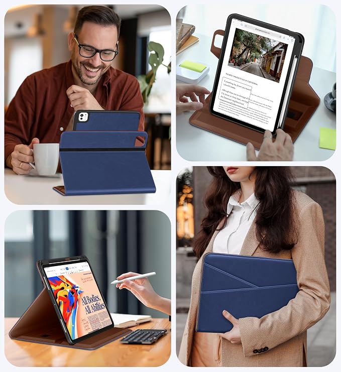DTTO for iPad Pro 13 Inch Case M5 / M4 (2025/2024) Brown | 360 Degree Rotating Premium Faux Leather Folio Stand Cover with Pencil Holder Auto Sleep/Wake Multiple Angles