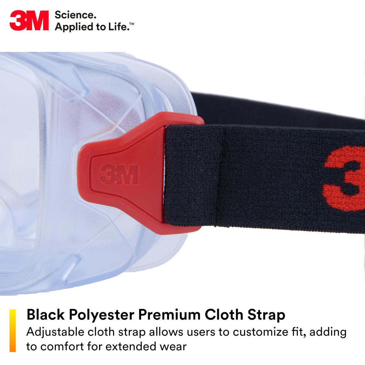 3M GoggleGear Eye Protective Goggle 3000 Series, Clear Anti-Fog/Anti-Scratch Lens, Premium Cloth Strap, PVC Shroud, 1 Pair, Polycarbonate, GG3101-AF, ANSI Z87.1, CSA Z94.3, D3 D4 Rating