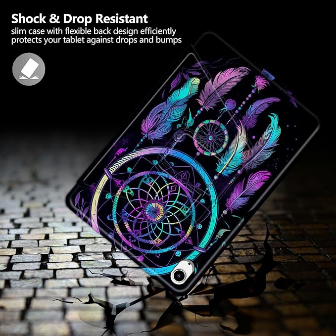 Astronaut Mushrooms Pattern Case for iPad 10.2 iPad 9th Generation 2021/ iPad 8th Generation 2020/ iPad 7th Generation 2019360 Degree Rotating Stand Protective Cover with Auto Sleep/Wake