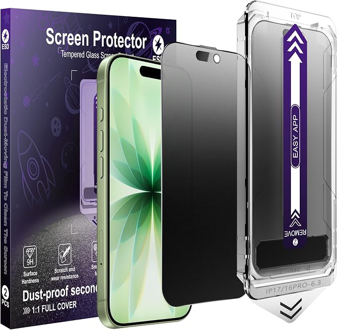 2-Pack Matte Privacy Screen Protector for iPhone 17 ProAnti-Glare &amp 25°Anti-SpyAnti-ReflectionAnti-FingerprintAuto Dust RemovalEasy Installation