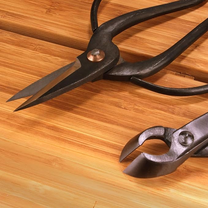 BambooMN Bonsai Basics Set - 8" Concave Cutter, 7" Heavy Duty Shear - 10 Sets