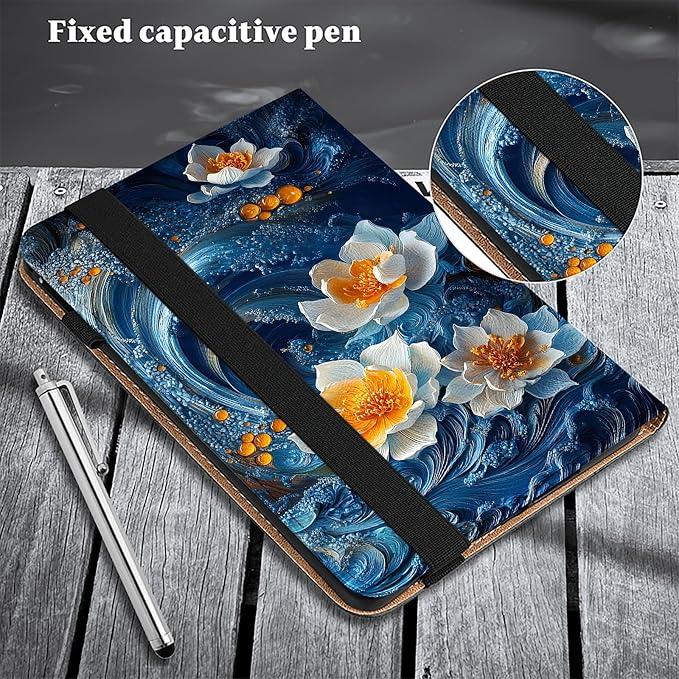 Case for Samsung Galaxy Tab A 10.1 2019 Model SM-T510/T515/T517 Stylus Holder Flip Wallet Leather Shockproof Cover for Galaxy Tab A SM-T510 Case Bicolor Marble
