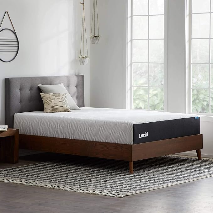 LUCID 12 Inch Memory Foam Mattress - Medium Feel - Memory Foam Infused with Bamboo Charcoal - Gel Infusions - CertiPUR-US Certified - Breathable - Queen