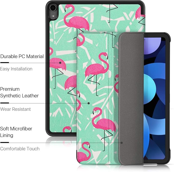 TNP Cover Case for iPad Air 11 Inch M2 6th 2024 5th 4th Generation(2022 2020) - 10.9 Almond Blossom Case with Pencil Holder for 2nd Gen Apple Pencil - Protective Cover with Trifold Stand