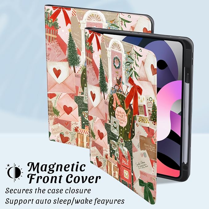 Cute Maple Bear Case for 10.2 iPad 2019/2020/2021(7th/8th/9th Gen) with Pencil Holder Auto Wake/Sleep Leather Soft TPU Back Cover for Women Girls