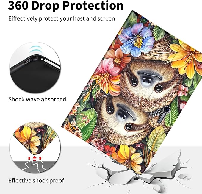 Case for Microsoft Surface Go 4/3/2/1 (2023/2021/2020/2018)-Slim PU Leather Lightweight Adjustable Stand Smart CoverAmerican Flag