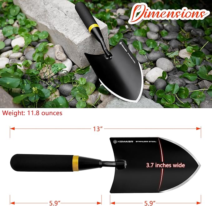 Heavy Duty Stainless Steel Garden Trowel and Shovel, Easy Digging and Weeding, Durable Garden Tools for Gardening and Planting