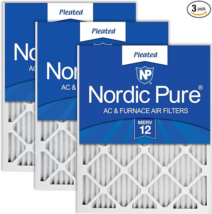 Nordic Pure 16x25x1 Pleated MERV 12 Air Filters 3 Pack