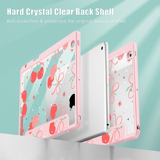 May Chen for iPad 9th Generation with Pencil Holder iPad 8th/7th Gen Case 10.2-inch [Penceil Holder] Trifold Stand Auto Wake/Sleep Clear TPU Protection Back Cover Ballet Shoes