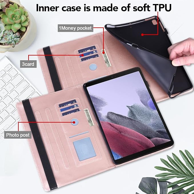 Case for Samsung Galaxy Tab S11 11 Inch PU Leather Multi-Angle Viewing Stand Wallet Protective Cover with Card Slots - Blue