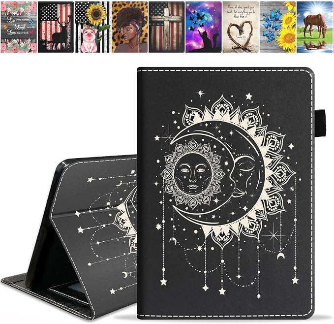 Case for All-New Amazon Kindle Fire 7 Tablet (7 Display 12th Generation 2022 Release) Premium PU Leather Stand Cover with Smart Auto Wake American Flag and Cross