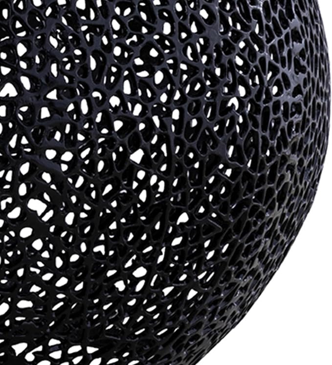 Modern Contemporary Round 32" Coffee Table, Solid Aluminum intrigued Design, Drum Shaped Mesh Cocktail Table, Creative Center Table for Living Room and Bedroom, Casted in Black
