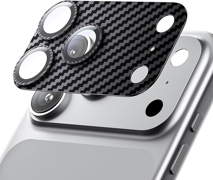 for iPhone 17 Pro Camera Lens Protector - 12FT Shatterproof | Military Grade Protection Strong Adsorption 9H+ Tempered Glass Camera Screen Full Protective Cover Case Friendly Black