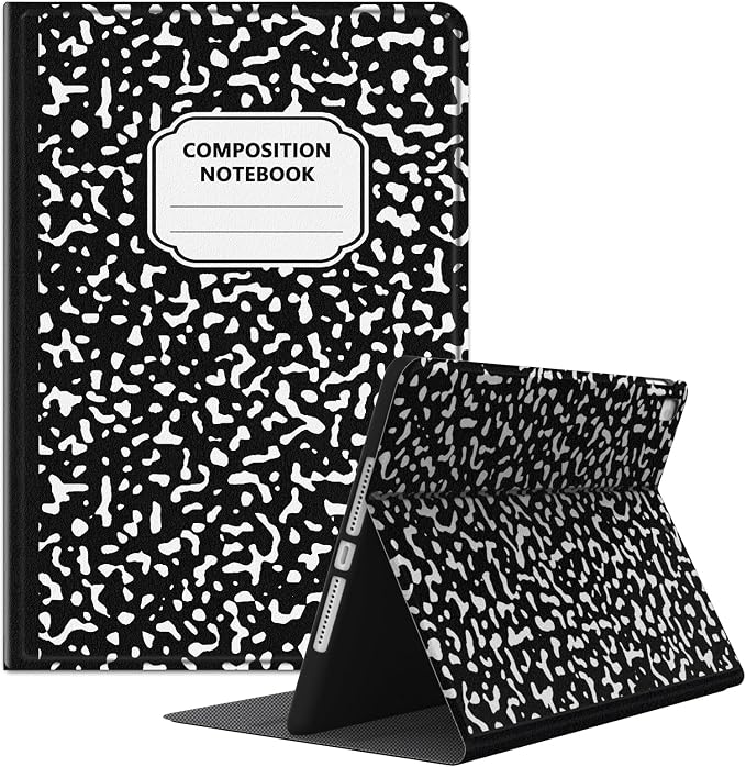 Case for iPad 9th/8th/7th Generation 2021/2020/2019 10.2 inch with Pencil Holder/Multi-Angle Stand Folio Auto Wake/Sleep Cover for iPad 9 8 7 Gen 10.2 (Notebook Black)