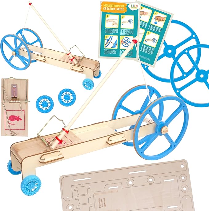 Mousetrap Car Kit (2-Pack) – Hands-On Physics & Engineering STEM Kits for Classroom Projects, Force & Motion Experiments, Elementary and Middle School Science Lessons, Ages 8 and up