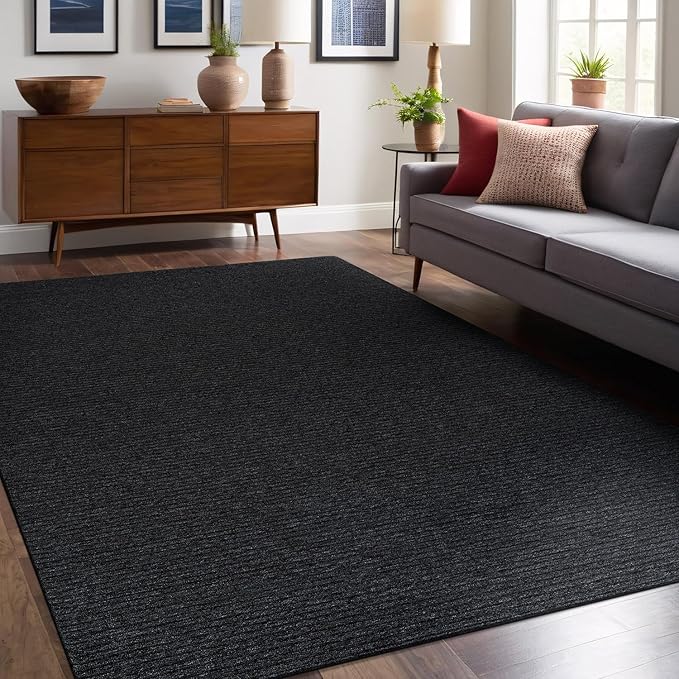 Non Slip Dark Gray Solid Rubber Back Thing Rug for Living Room 4x6 Area Rugs for Kitchen, Rugs for Bedroom, Stain Resistant Easy Cleaning Non Shedding Carpet Dark Gray 4 x 6