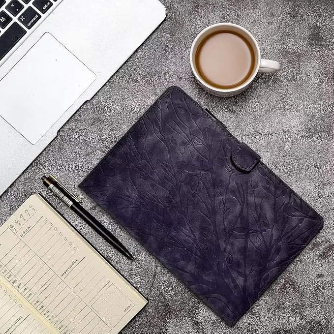 Case for Amazon Fire HD 8 &amp 8 Plus (12th/10th Generation 2024/2022/2020 Release) Pen Holder Premium PU Leather Stand Cover with Smart Auto Wake/Sleep Green Tress