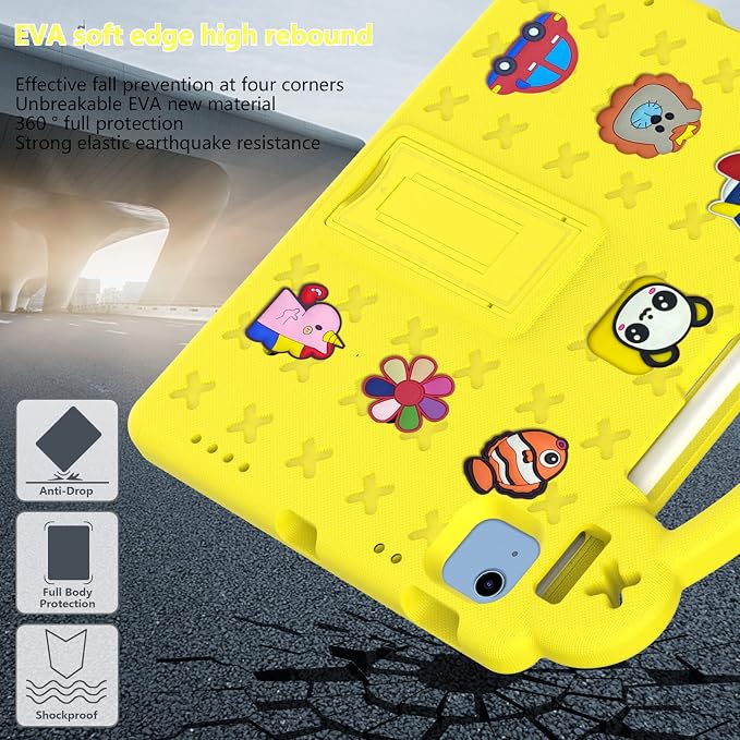 Kids Case for iPad Air 13 (2026/2025/2024) M4/M3/M2 &amp iPad Pro 13 2024 &amp iPad Pro 12.9 Cover 6th/5th/4th/3rd Gen (2022/2021/2020/2018) DIY Figures EVA Rubber Handle Stand Shockproof Bumper