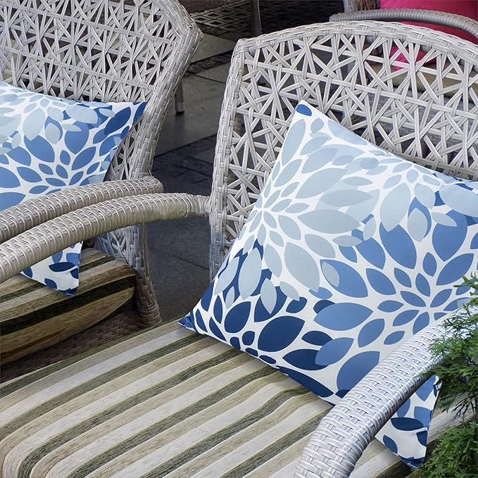 Outdoor Throw Pillows - Decorative Pillows with Insert Included Set of 2 Outdoor Pillows for Patio Furniture 18x18 Inch
