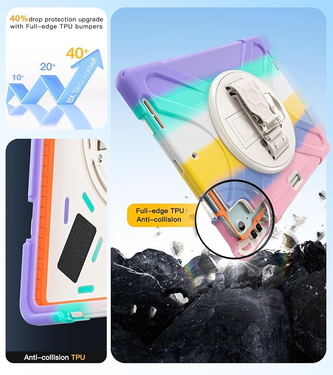 BRAECN Case for iPad Air 11 inch 2026(M4) 2025(M3) 2024(M2)iPad Pro 11 inch(4th/3rd/2nd/1st)&amp Air 10.9(5th/4th) Protective with Pencil Holder Screen Protector 360°Rotating Stand Handle Full Body