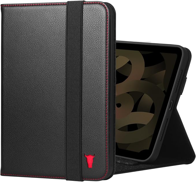 TORRO Case Compatible with iPad mini 7/6 – Genuine Leather iPad mini 7th / 6th Generation (2024/2021) Cover with Stand Function Apple Pencil Connectivity and Wake Sleep Function (Black)