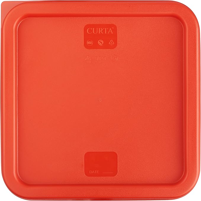 CURTA 4 Pack Food Storage Container with Red Lid - NSF Listed Commercial Grade in 8.0 Qt - Square, Clear, Polycarbonate
