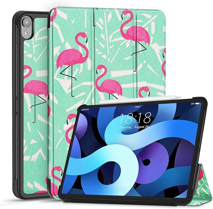 TNP Cover Case for iPad Air 11 Inch M2 6th 2024 5th 4th Generation(2022 2020) - 10.9 Almond Blossom Case with Pencil Holder for 2nd Gen Apple Pencil - Protective Cover with Trifold Stand