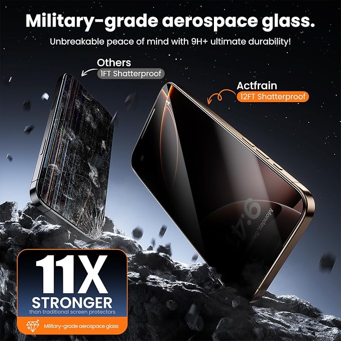 3-Pack for iPhone 16 Plus/15 Plus Screen Protector Privacy 9H+ Tempered Glass Scratch &amp Drop Resistant Smooth &amp Clear Easy Installation Full Coverage