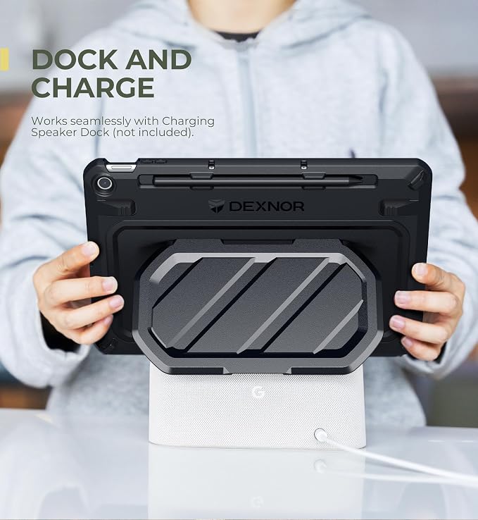 Dexnor Case for Google Pixel Tablet 11 Inch 2023 Release [Built-in PET Screen Protector &amp Multi-Angle Kickstand] Heavy Duty Shockproof Full Body Cover Compatible with Charging Speaker Dock - Bla